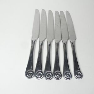 Robert Welch Ammonite 6 Knives Stainless Flatware Lot Helmick